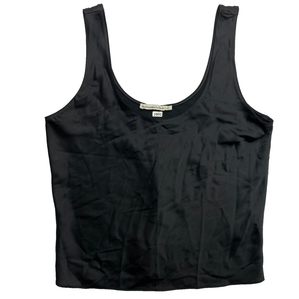 Abercrombie & Fitch Camisole Womens S Black Satin Sleeveless Scoop Neck